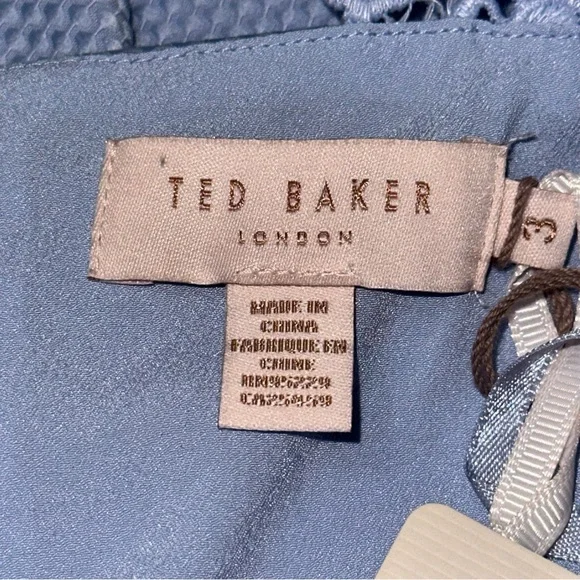 Ted Baker Women’s Size 3 M 8 Cornflower Blue Monaa Lace Trim Fit & Flare Dress